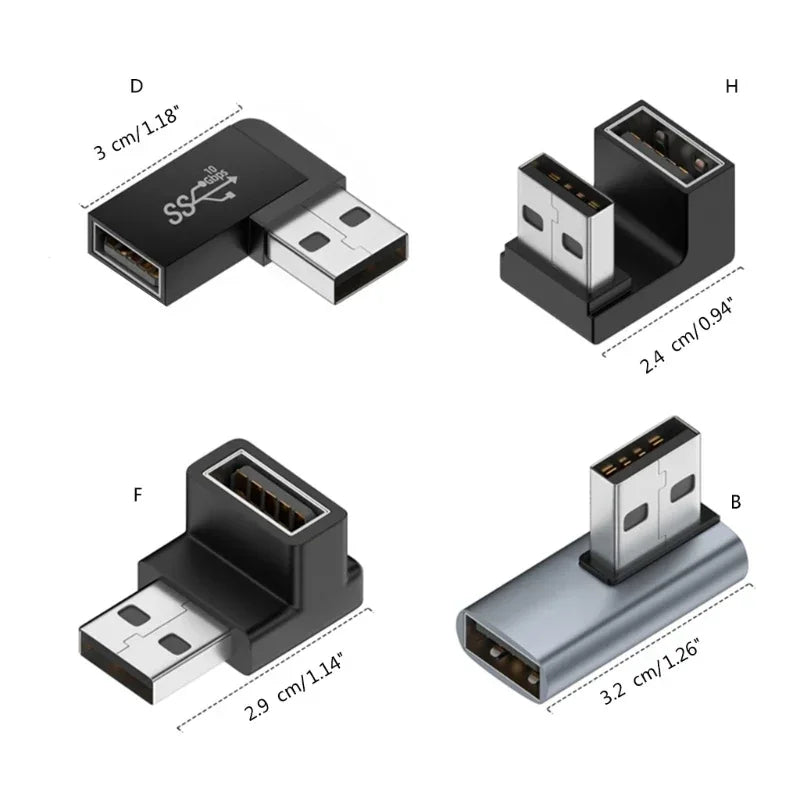 USB 3.0 Male to Female 90 Degree Right Angle Extension Adapter USB Upward Elbow Adapter 10Gbps for Laptop PC Connector Converte