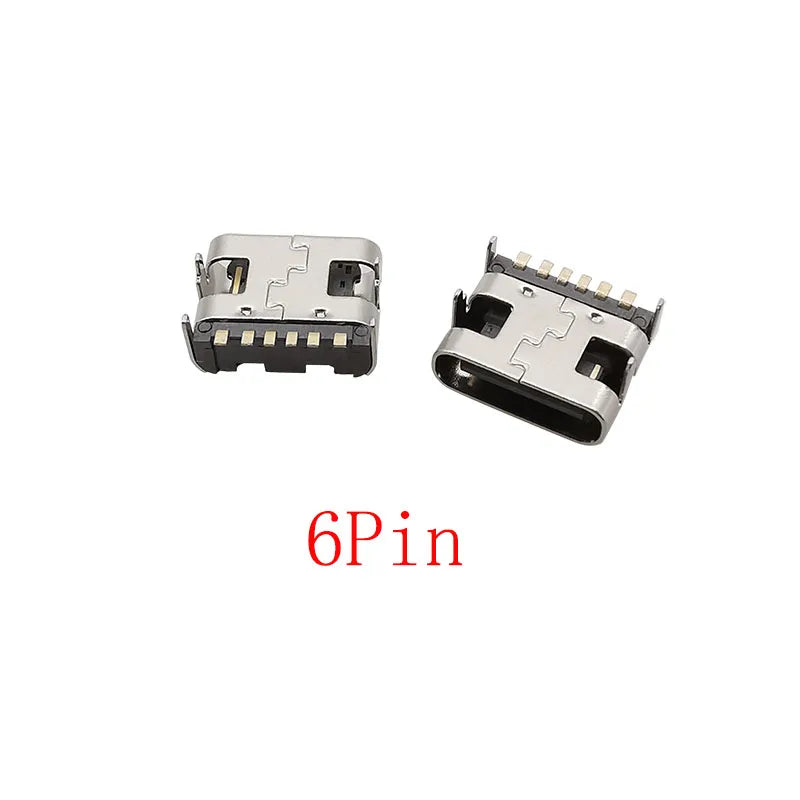 10Pcs USB Connector Type C Female Charging Port Jack 2/6/16 Pin Type-C Socket PCB Soldering SMD SMT DIY Repair Type C Adapter
