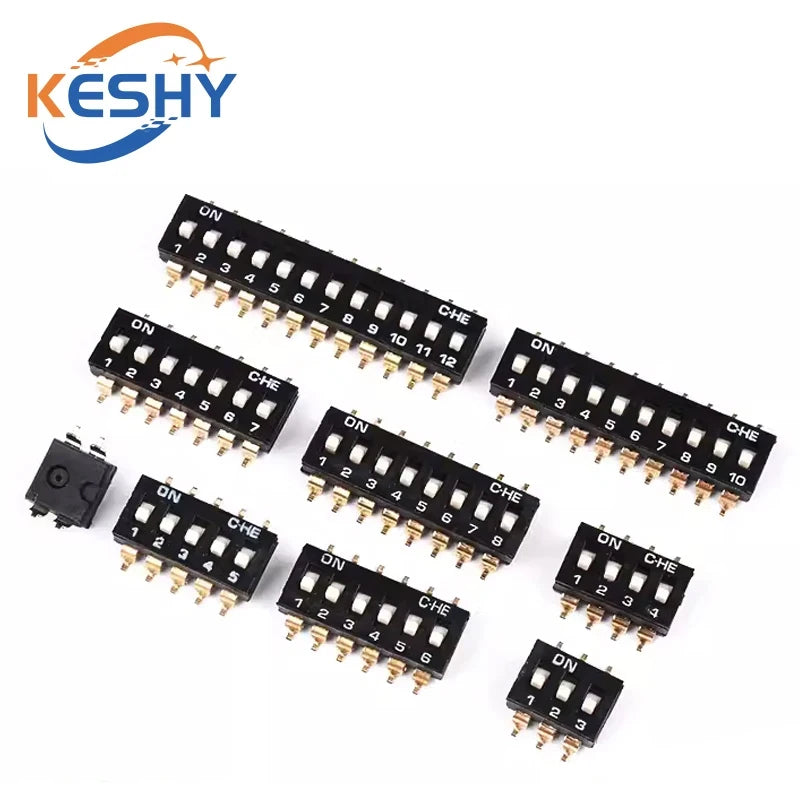 10pcs/lot Slide Type SMT SMD Dip Switch, 2.54mm Pitch 2 Row 4 Pin 2 Position / 8 pin 4 Position / 16 pin 8 Position