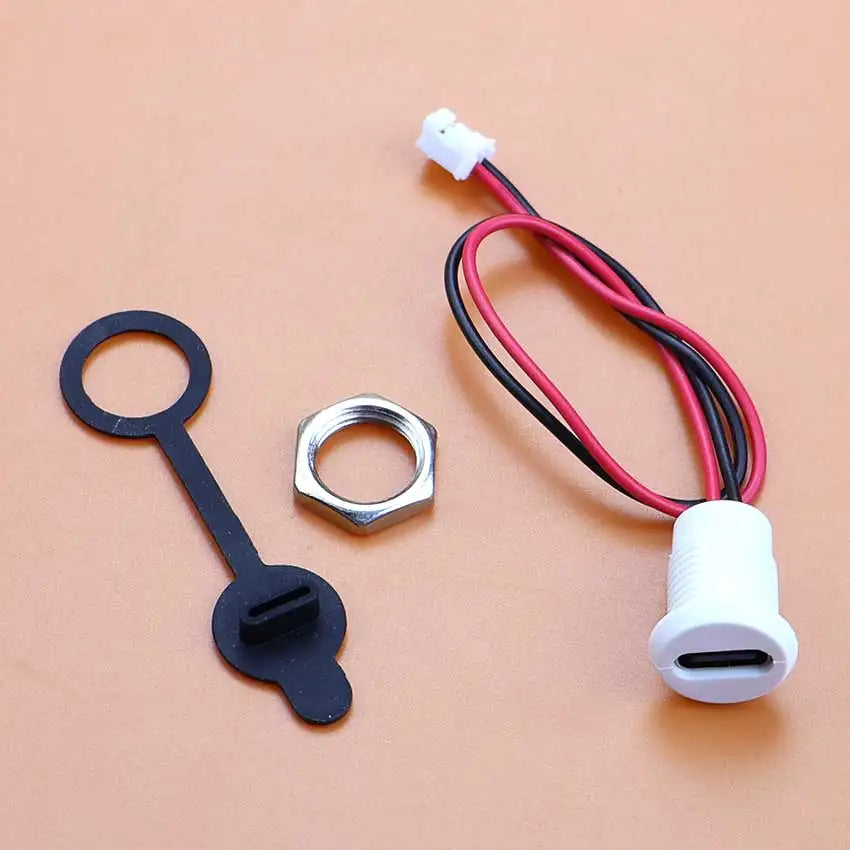 1/5pcs USB Type C Connector Type-C Female Socket With PH2.0 Terminal Nut Locking Plate Waterproof Charging Jack Port 15cm Wire