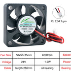 Industrial-Grade 50mm Axial Flow Fan –ACP5015 50x50x15mm Multi-Voltage (5V/12V/24V) Cooling Fan for Electronics & Power Systems