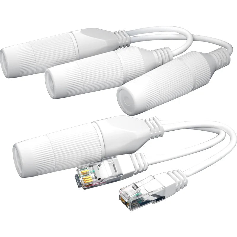 Ethernet PoE Splitter Adapter Kit Waterproof 2-in-1 Combiner for 2 IP Cameras Run 1 Cable, Reduce Costs Outdoor RJ45 Plug & Play