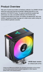 JONSBO CR-1000 EVO Tower CPU Cooler Nickel Plated 4 Heat Pipe 5V 3PIN ARGB Fan Air-Cooled Radiator For LGA1700 115X 1200 AM4 AM5