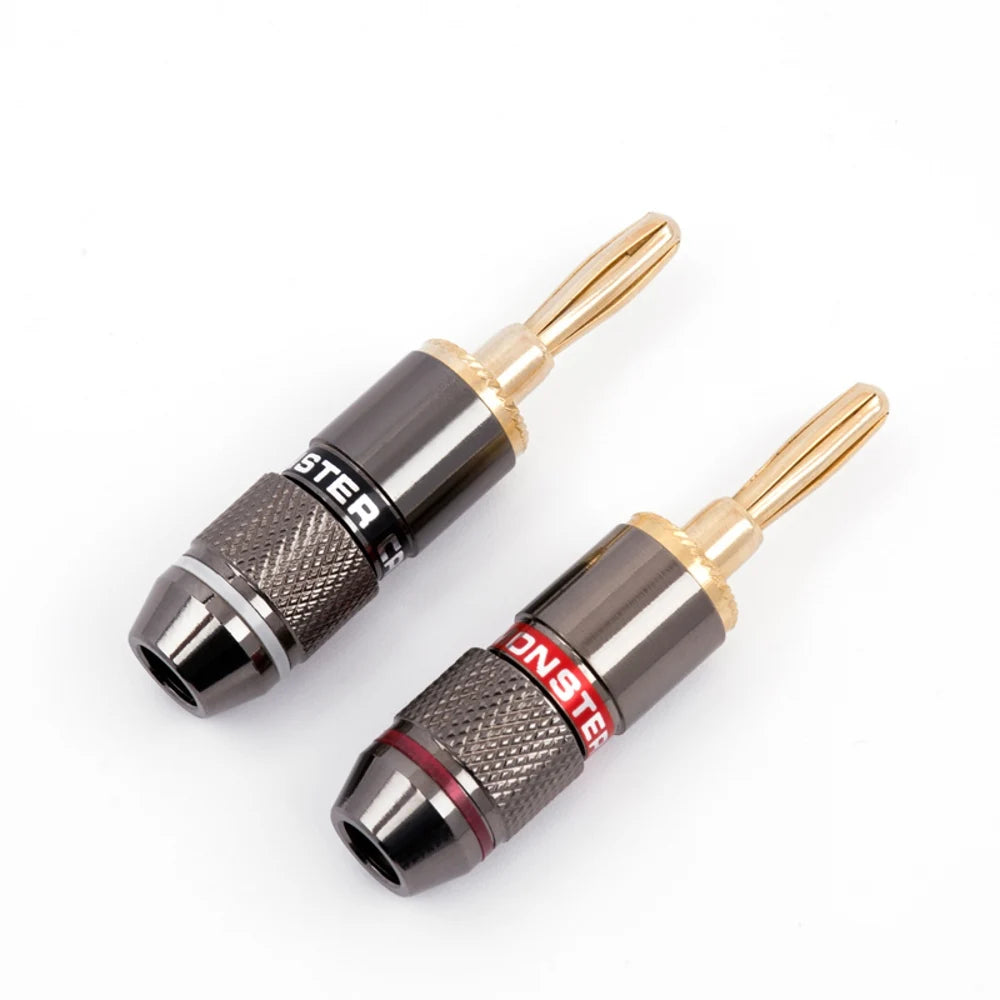 8Pcs 4mm Banana Plug 24K Gold Plated Pure Monster Copper Speaker Adapter Screw  Plugs Audio Connectors