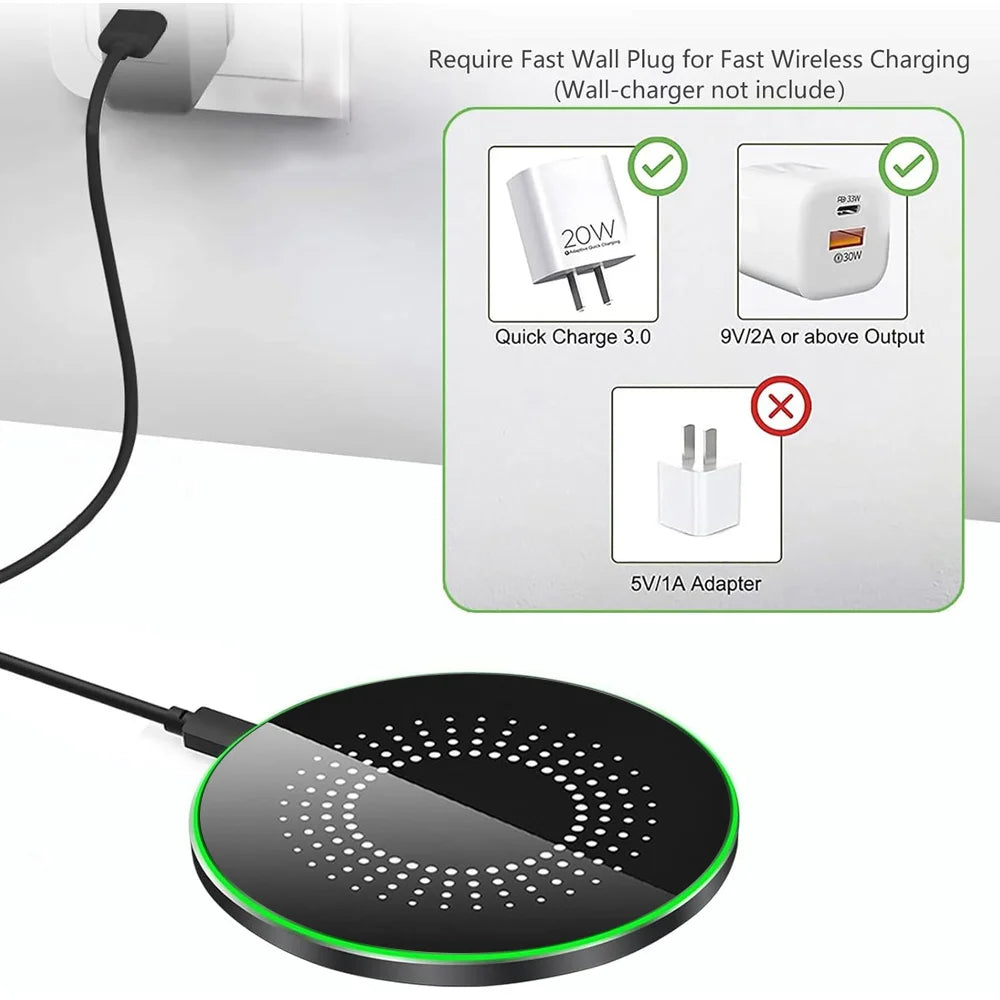 Upgraded Fast Wireless Charging Station for Samsung, Xiaomi, Huawei; 30W Wireless Charger Pad for iPhone 17- 12 Pro, XS Max