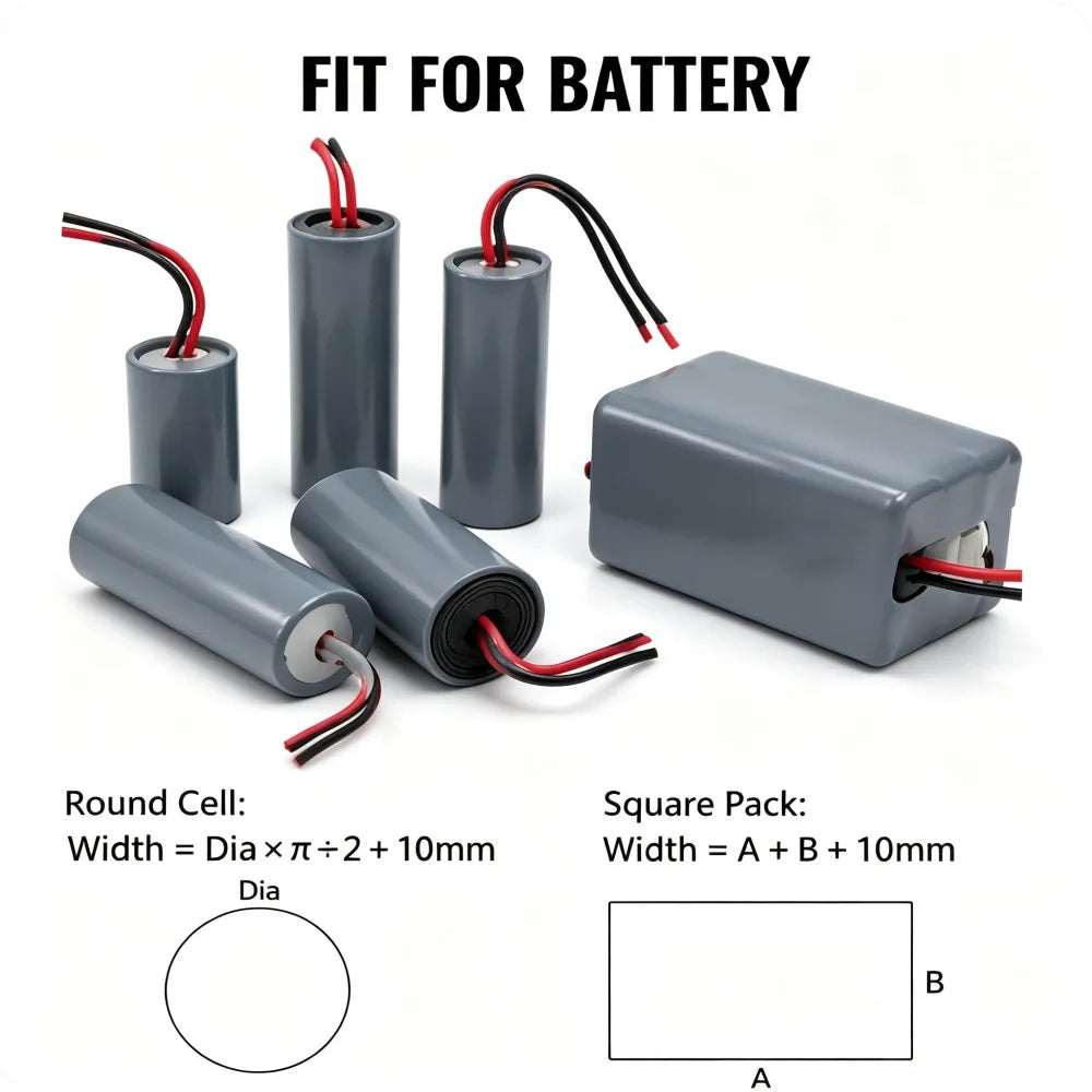 Gray 18650 Lithium Battery PVC Heat Shrink Tube, 30mm-100mm Width, Battery Pack Sleeve Insulation Protective Shrink Sleeve