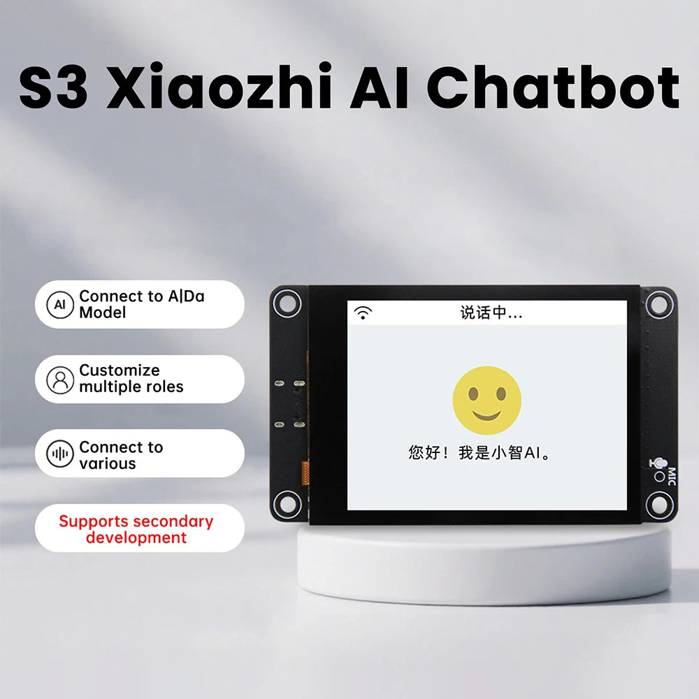 ESP32‑S3 2.8 inch 240x320 TFT LCD Capacitive Touch Type‑C WiFi BLE Mic Speaker TF‑Slot Li‑ion Charge For AI Voice IoT Project