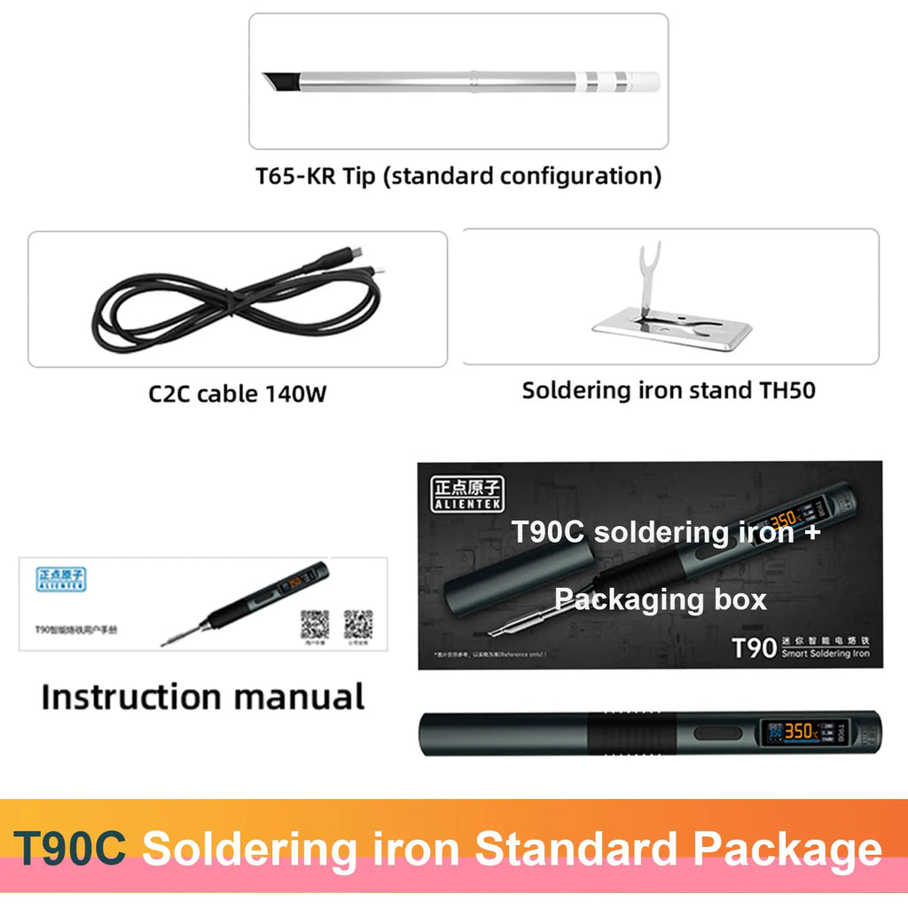 ALIENTEK T90 Soldering Iron PD3.1 140W Adjustable Temperature 80-450℃ Precision Welding Solder Kit T245 T210 Welding Tool