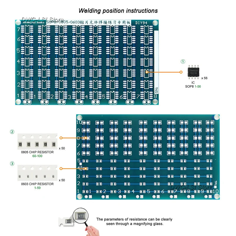 Soldering Practice Board SMD Circuit Board LED Electronic SMT Component DIY PCB Kit Project Tools Practice Soldering Skills