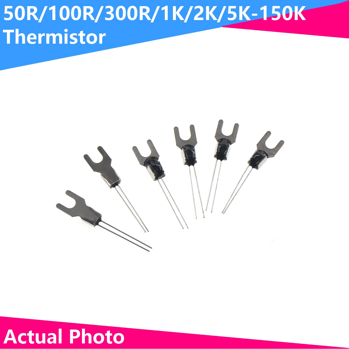 1PCS NTC thermistor negative temperature 54 type fork U-shaped 50R 100R 300R 1K 2K 5K 10K-150K