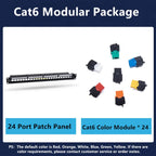 24 Port 19 inch RJ45 Patch Panel Frame Ethernet Rack Keystone Jack Coupler Cat5e Cat6 Cat6A Cat7 Network Cabinet Cable Internet