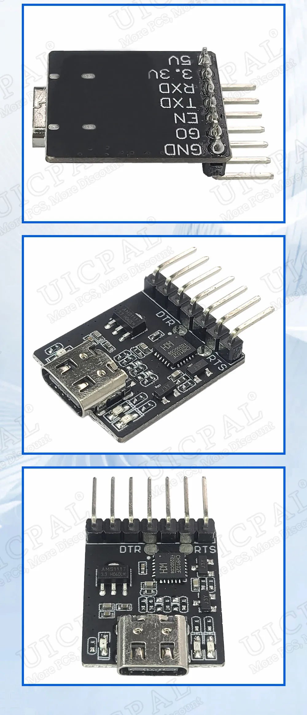 CH9102F Downloader Module Chip Serial Port Download 7Pin Program Burning for ESP32 MINI TYPE-C USB to UART RS232 RS485