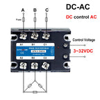 3-SSR DC-AC 10A 25A 40A 60A 80A 100A 120A 200A Three Phase Solid State Relay module 3-32V DC Control 24-480V AC 10DA 25DA 40DA