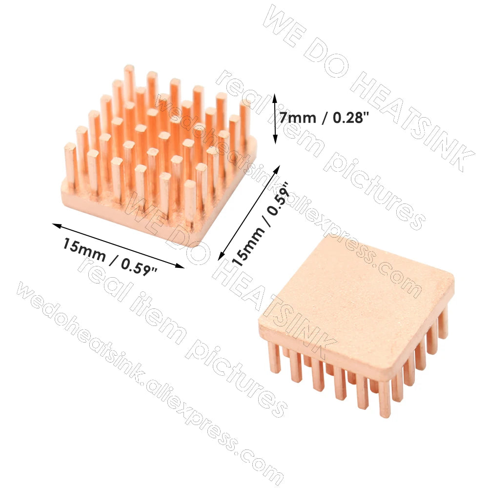 WE DO HEATSINK 10x10xmm 15x15x5mm 15x15x7mm Without or With Thermal Pad Square Pure Copper Heat Sink