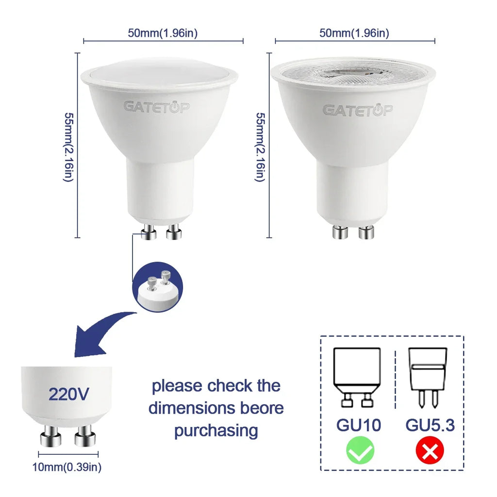 10 Pack Focos Gu10 Spotlight Lampara 220V Led Bulb Wholesale 9W White Warm 3000k 6000K Suitable for Home Commercial Buildings