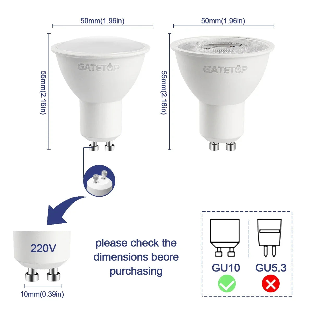 10 Pack Focos Gu10 Spotlight Lampara 220V Led Bulb Wholesale 9W White Warm 3000k 6000K Suitable for Home Commercial Buildings