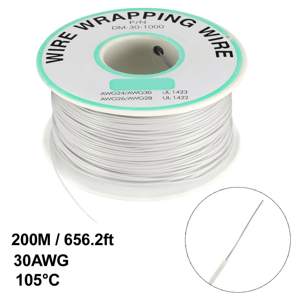 0.58mm Wire OD 200M 250M Electrical Wire Wrapping Wire Tin Plated Copper Wire PCB Solder Cable P/N DM-30-1000 30 AWG for Laptop