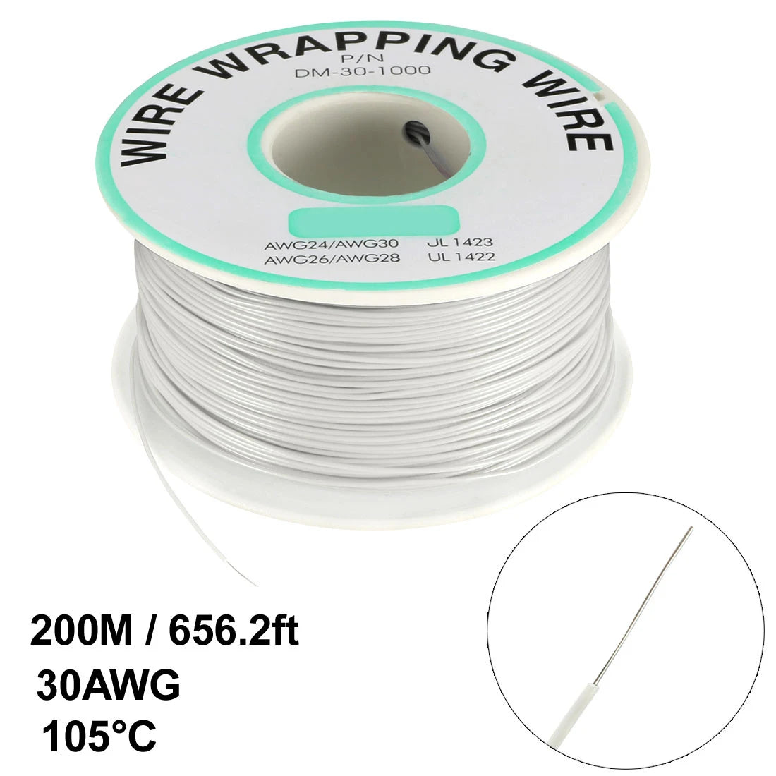 0.58mm Wire OD 200M 250M Electrical Wire Wrapping Wire Tin Plated Copper Wire PCB Solder Cable P/N DM-30-1000 30 AWG for Laptop