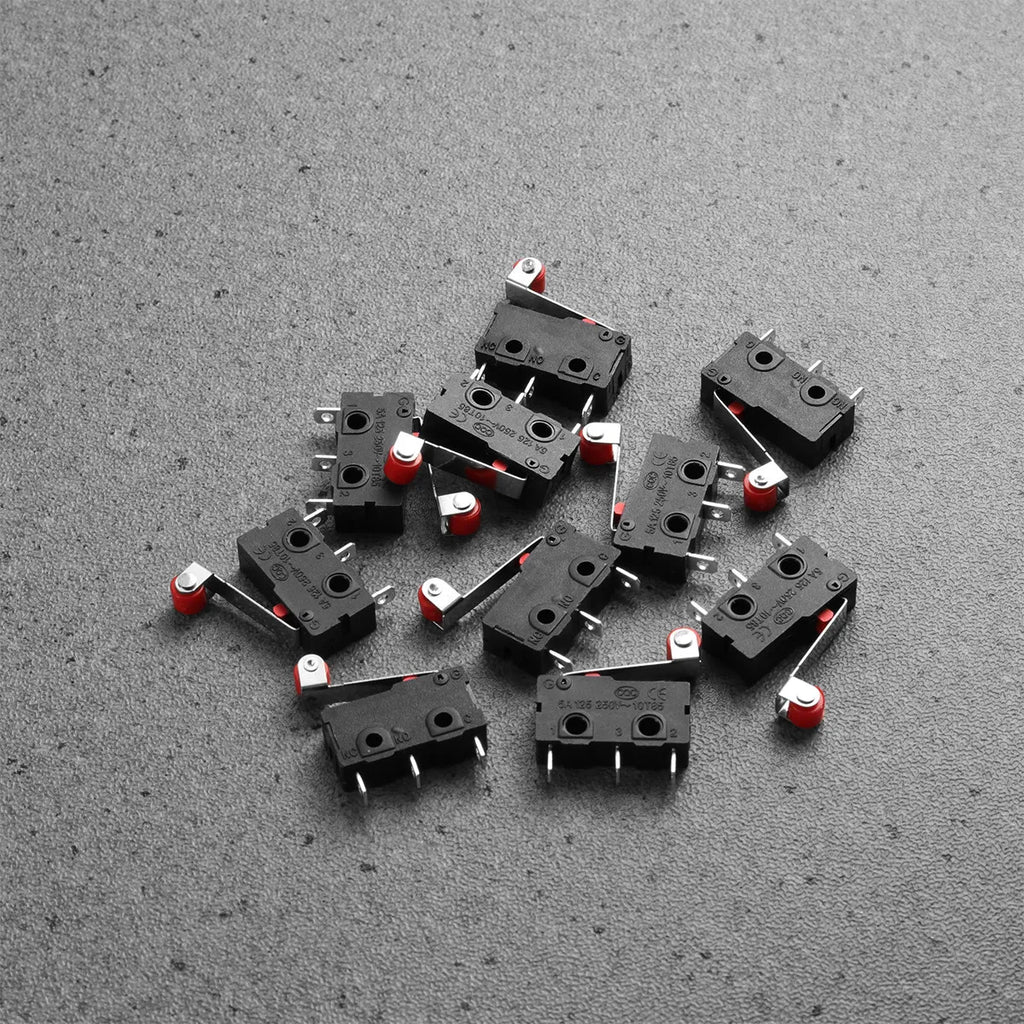 10pcs Spdt 1No+1Nc Momentary Roller Lever Micro 3-Pin Terminal 250V 5A Limit Switch For Hinge Detection Roller Micro Lever