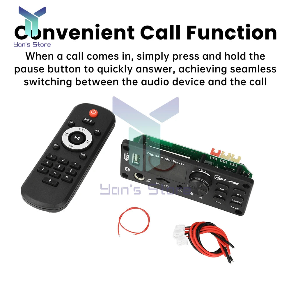 DC 7-24V MP3 Audio Decoder Module Bluetooth 5.0 Lossless Amplifier Decoder Board Music Playback Volume Controller 87.5-107.5MHz