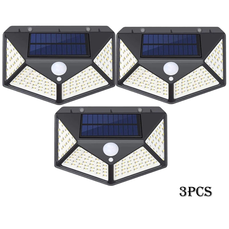 1-12 Pack Solar Lights Outdoor 100 LED Wall Lamp Motion Sensor Lights Waterproof Solar Street Light for Garden Porch Yard Garage