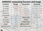 Digital Multimeter 1999 Counts 600V AC/DC Voltage Temp Test for Car Repair ANENG AN8205C Blue Backlight hFE Triode DIY Test Tool