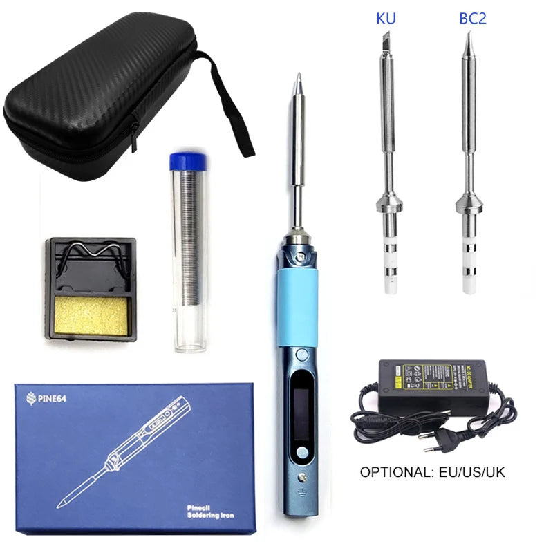 Pine64 Smart Mini Pinecil Soldering Iron With B2 BC2 KU C1 ILS I C4 D24 K Tips With DC power supply Storage Bag