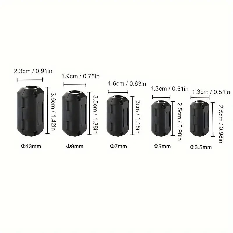 6/10PC Snap Magnetic Ring Ferrite Filter For Cable Shield Removable EMC Inner Diameter  5mm 7mm 9mm 11mm 13MM Degaussing Filter