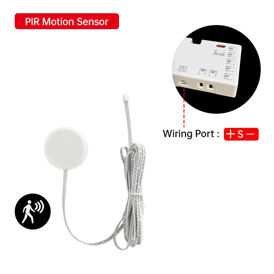 LED Cabinet Sensor Switch DC12-24V Dupont Port Touch/PIR Motion/Dual Door Motion Sensor /Penetrable Wood Detection Design 25MM