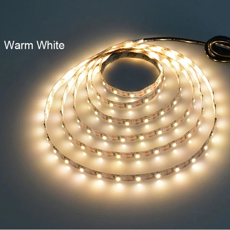 5V 1M 2M 3M 4M 5M USB Cable Power LED strip light lamp SMD 3528 Christmas desk Decor lamp tape For TV Background Lighting