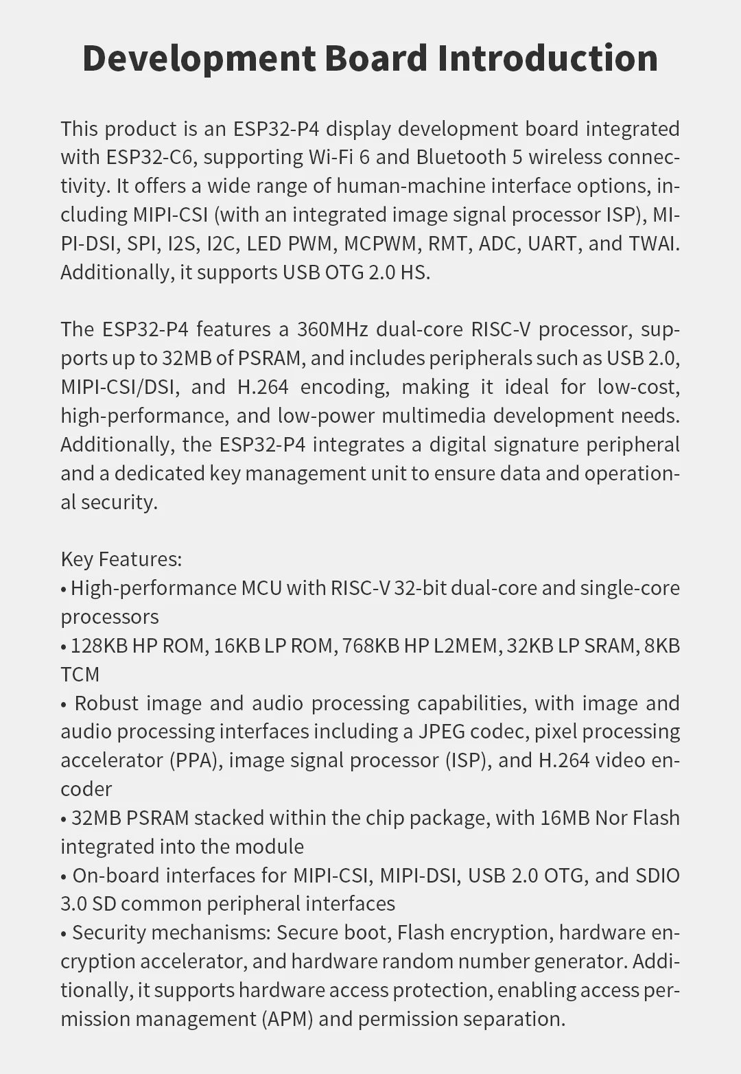 4.3-inch 480 * 800 IPS capacitive touch ESP32P4 development board ESP32-C6 development board