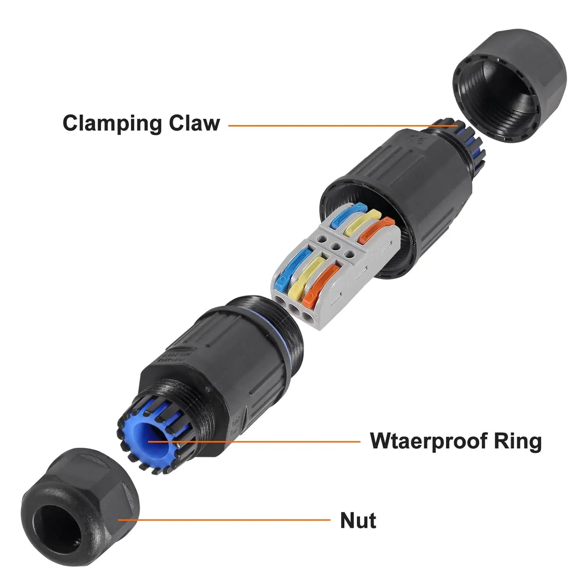 6pcs Upgraded Junction Box Outdoor Waterproof IP68, CDF 3P 3Pole Wire Connector, Replaceable Lever Wire Connectors for AWG 28-12