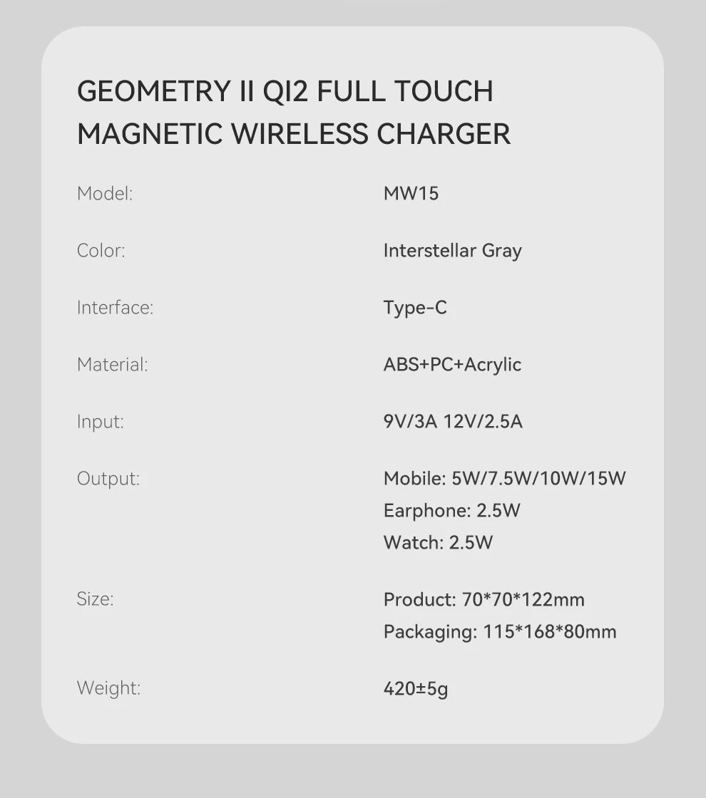 Qi2 Magnetic Wireless Charger Fast Charger 3-in-1 Intelligent Fast Charging 15W for IPhone 12/13/14/15/16 for Iwatch & AirPods