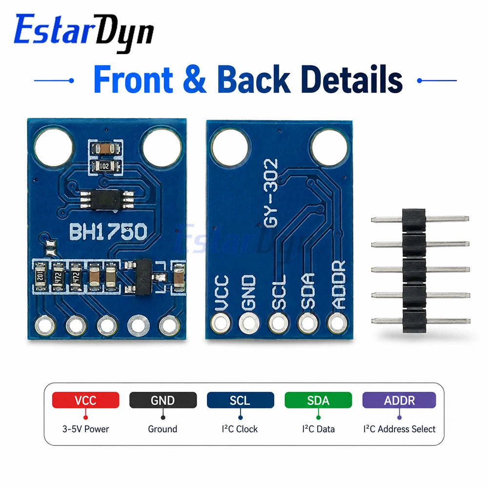 Estardyn BH1750 BH1750FVI GY-302 Digital Ambient Light Sensor Module I2C 3V-5V for DIY Electronics