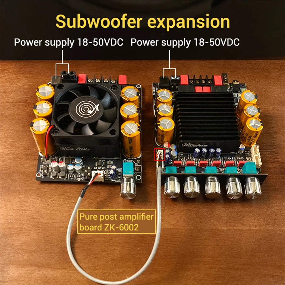 ZK-SUB600 BT Amplifier Board Module 2.0 Channel 300W+300W+Subwoofer Extension TPA3255 DC 18-50V with Subwoofer