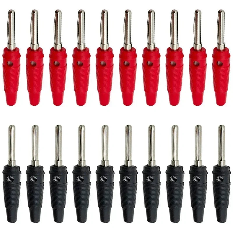 20Pcs 4mm Banana Plug Connectors Black And Red High Current Insulated Shrouded Stackable Screw Connection Probe