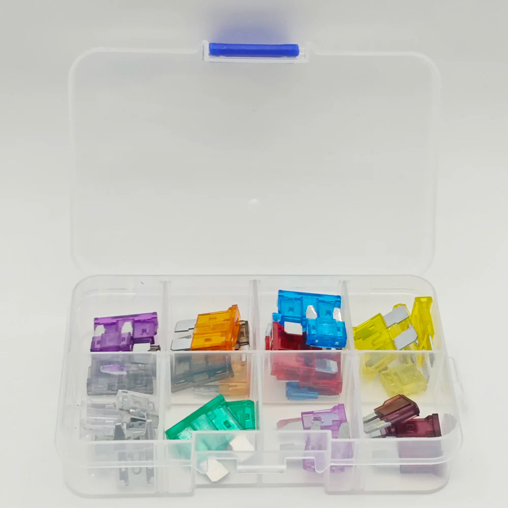 30/25pcs Blade Fuse Assortment Kit Standard Mini Fuse Mixed Motorcycle Circuit Fuse 2A 3A 5A 7.5A 10A 15A 20A 25A 30A 35A 40A