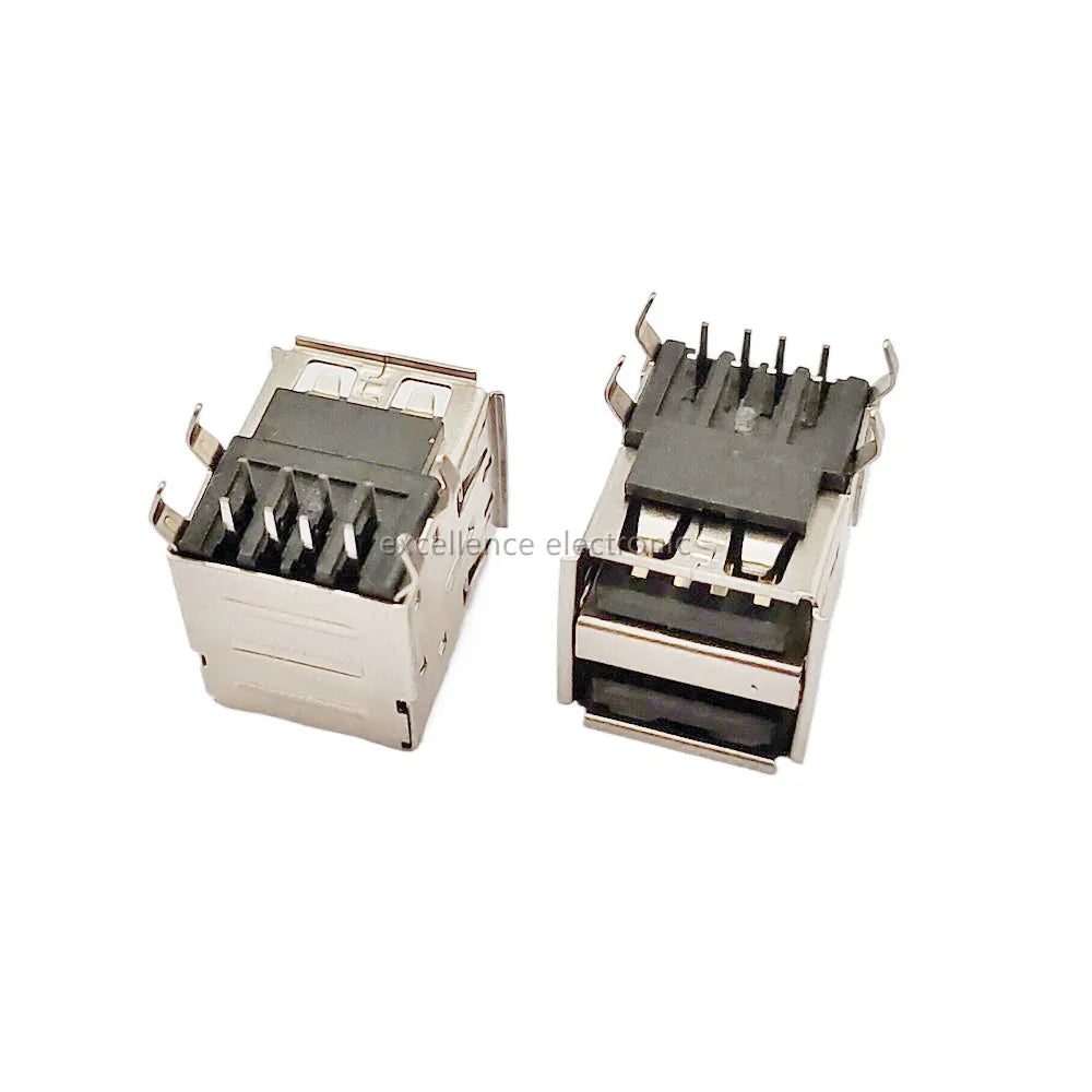 5/10Pcs Double USB Type A Female Solder Jacks Connector PCB Socket USB-A Type 90 Degrees / 180 Degrees Adapter