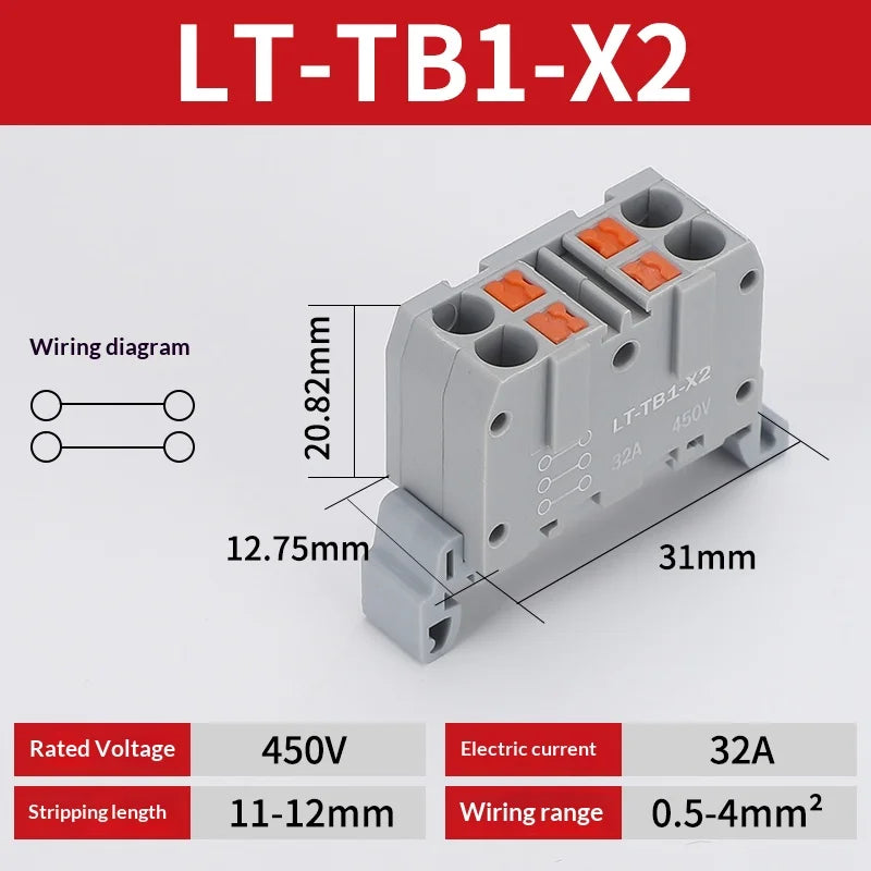 Push-in Terminal Block Multiple In Out Terminal Quick Connection of Wires Din Rail Wire Connector Universal Junction Box TB1-X6D