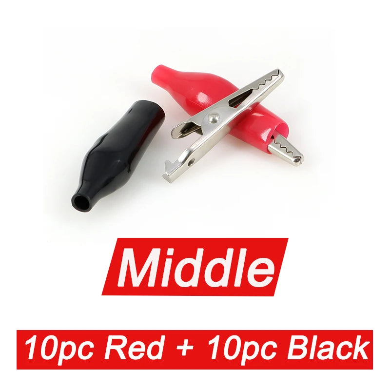 30A-300A 28/35/45mm Black Red Set Crocodile Clip Crocodile Electrical Clamps Test Probe Meter Soft Plastic Alligator Test Clips