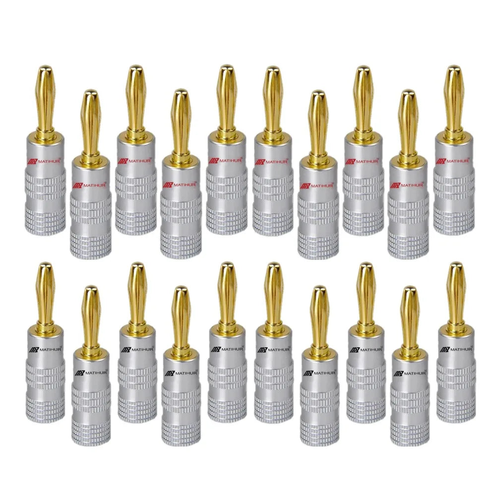 MATIHUR Banana Plugs 24K Gold-plated 4MM Banana Connector with Screw Lock For Audio Jack Speaker Plugs 20 Pcs