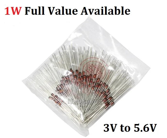 50PCS IN 1N4730A/3.9V 1N4731A/4.3V 1N4732A/4.7V 1N4733A/5.1V 1N4734A/5.6V 1W Zener Diode 1N4727A 3V/ 1N4728A 3.3V/ 1N4729A/3.6V