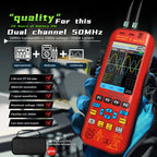BSIDE 4-IN-1 Handheld Oscilloscope Digital Multimeter+Function Signal Generator Dual Channel O7:25MHz/O9:50MHz Current Tester