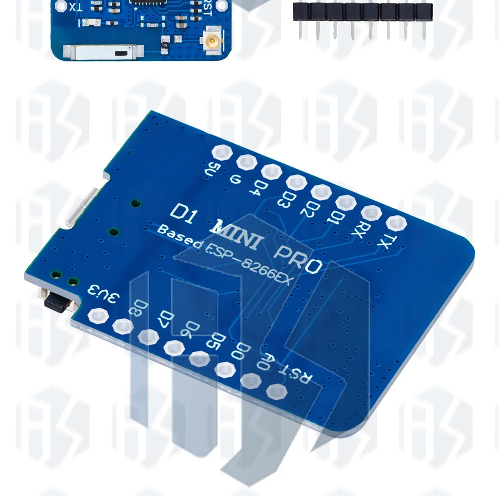 1PC ESP8266 Module for WeMos D1 Mini Pro – NodeMCU Board with 4M/16M Flash, CP2104 & External Antenna (for Arduino-Compatible)