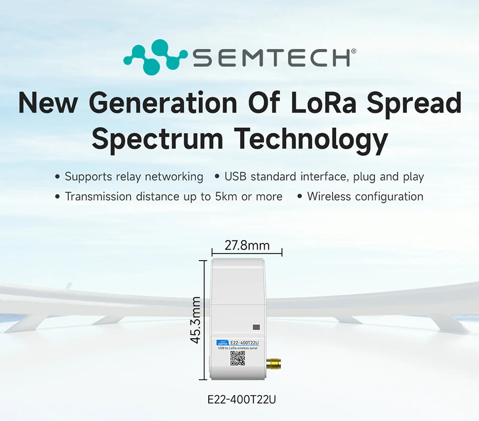 LoRa Module USB Interface 230/400/900MHz E22-230/400/900T22U 22dBm With Antenna RSSI LBT 5KM DIP Module CDSENT