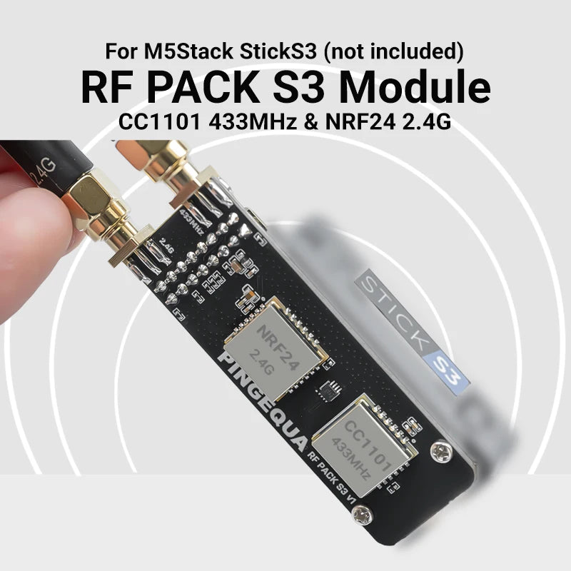 M5Stack StickS3 Dual-Band Module CC1101 433MHz NRF24L01 2.4GHz With Bruce Firmware PINGEQUA RF Pack S3(StickS3 Is Not Included)