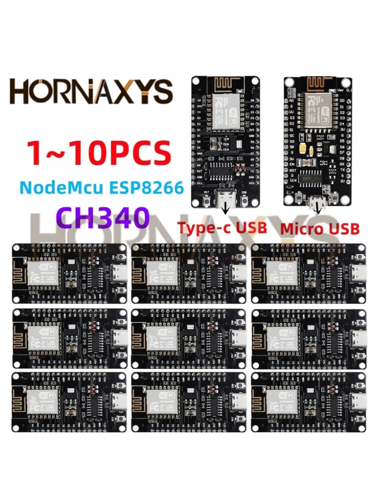 1-10pcs/ESP8266 NodeMCU LUA CH340 ESP-12E WiFi Internet Development Board 4M Flash Serial Wireless Module for Arduino Type-C USB