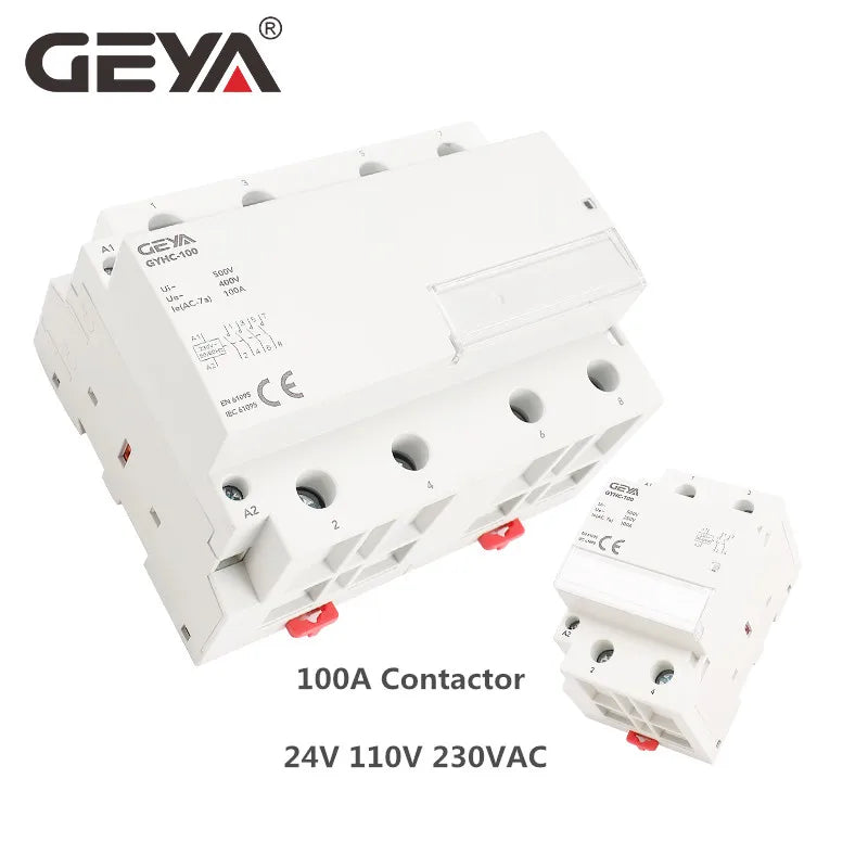 GEYA GYHC 4Pole 100A Modular Contactor 4NO 2NO2NC 3NO1NC 220V Automatic Household Contactor 100A Din Rail Type