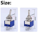 5/10 PCS,Toggle Switches,Deep Blue,Mini,6 Pin,ON-ON/ON-OFF-ON,DPDT,Power Switch Button,3A/250V,6A/125V AC,MTS-202,Switch
