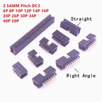 10PCS DC3 JTAG ISP Socket 2.54mm IDC Box Header Connector 6P/8P/10P/14P/16P/20P/30P/34P/40P Double Row Straight / Curved Needle
